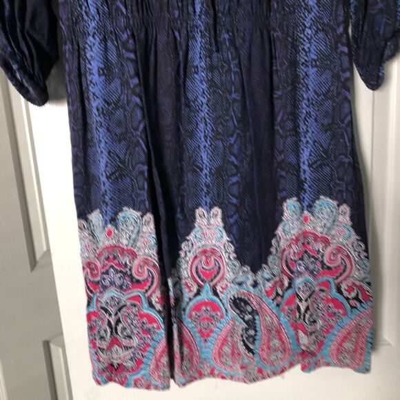 Ariat dress XS‎ blue multicolor snakeskin print fit & flare knee length casual - Picture 3 of 8